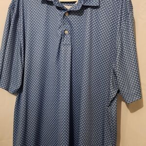 Greg Norman Collection Blue Geometric Polo Shirt